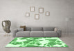 Machine Washable Abstract Emerald Green Modern Area Rugs in a Living Room,, wshabs1047emgrn