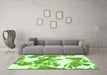 Machine Washable Abstract Green Modern Area Rugs in a Living Room,, wshabs1047grn