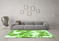 Machine Washable Abstract Green Modern Rug, wshabs1047grn