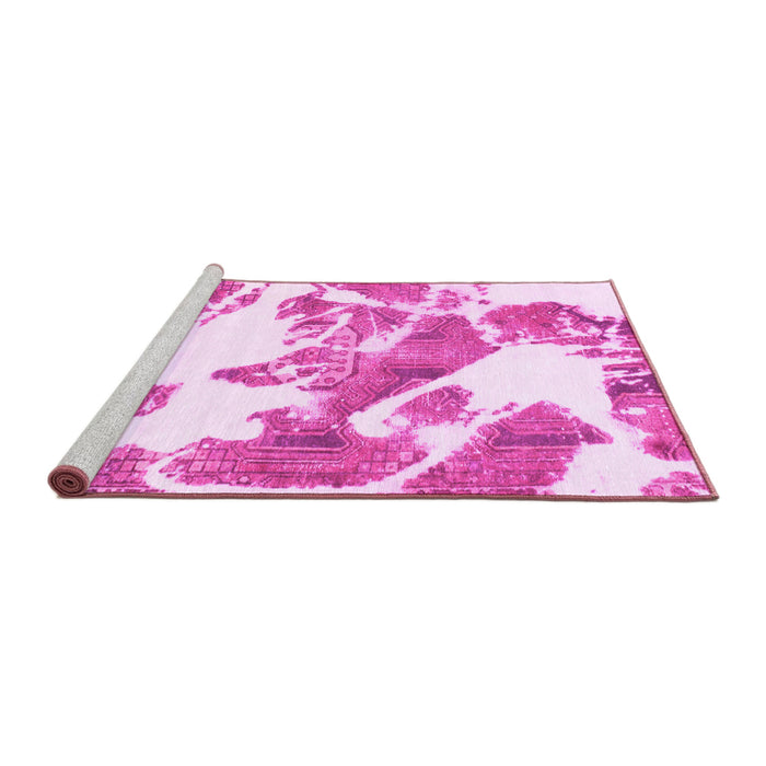 Sideview of Machine Washable Abstract Pink Modern Rug, wshabs1047pnk