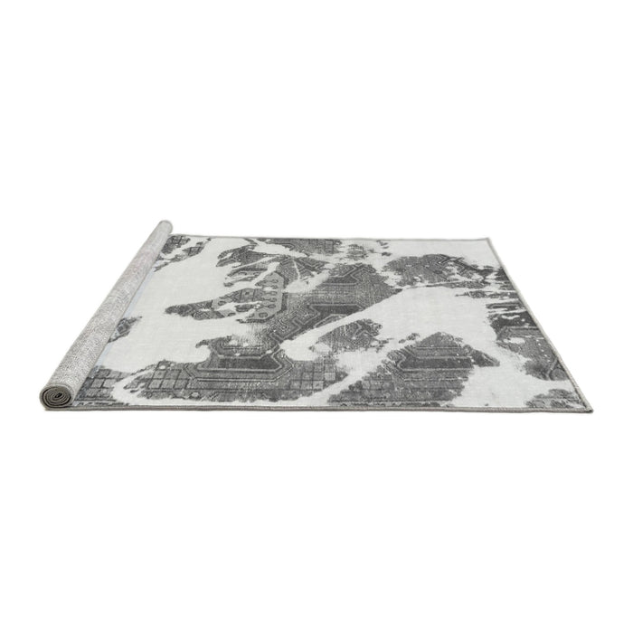 Sideview of Machine Washable Abstract Gray Modern Rug, wshabs1047gry