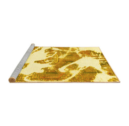 Sideview of Machine Washable Abstract Yellow Modern Rug, wshabs1047yw
