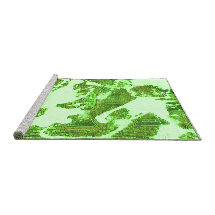 Sideview of Machine Washable Abstract Green Modern Area Rugs, wshabs1047grn