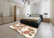 Machine Washable Abstract Bisque Beige Rug in a Bedroom, wshabs1047