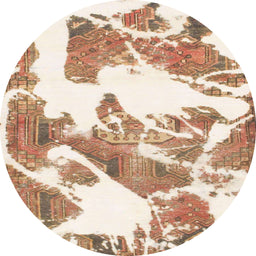 Round Machine Washable Abstract Bisque Beige Rug, wshabs1047