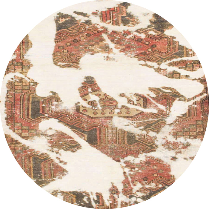 Round Machine Washable Abstract Bisque Beige Rug, wshabs1047