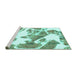 Sideview of Machine Washable Abstract Turquoise Modern Area Rugs, wshabs1047turq