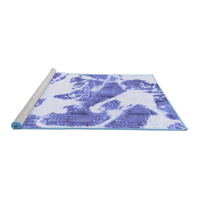 Sideview of Machine Washable Abstract Blue Modern Rug, wshabs1047blu