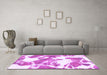 Machine Washable Abstract Purple Modern Area Rugs in a Living Room, wshabs1047pur