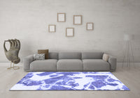 Machine Washable Abstract Blue Modern Rug, wshabs1047blu