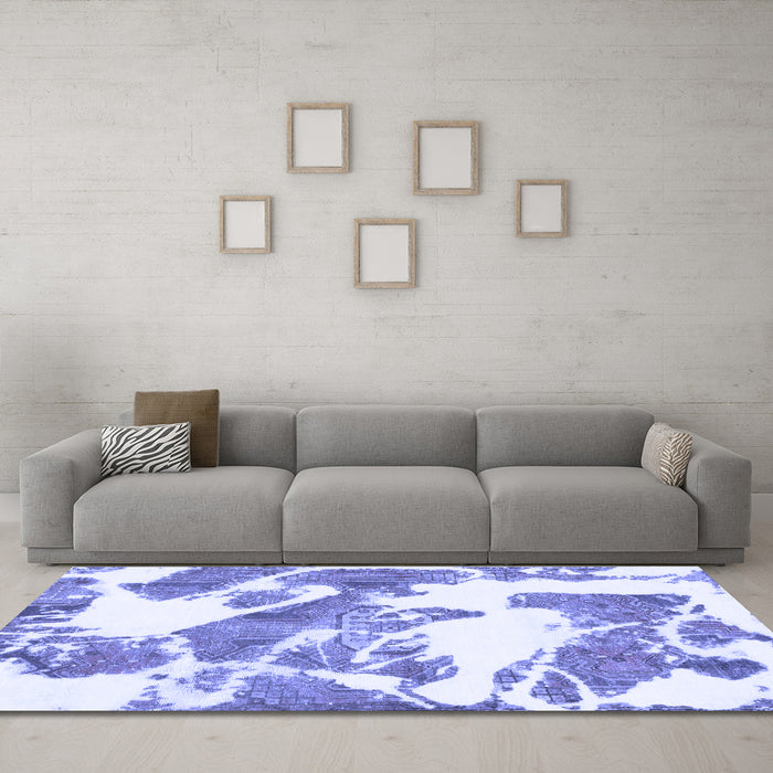 Machine Washable Abstract Blue Modern Rug in a Living Room, wshabs1047blu