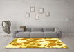 Machine Washable Abstract Yellow Modern Rug in a Living Room, wshabs1047yw