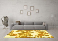 Machine Washable Abstract Yellow Modern Rug, wshabs1047yw