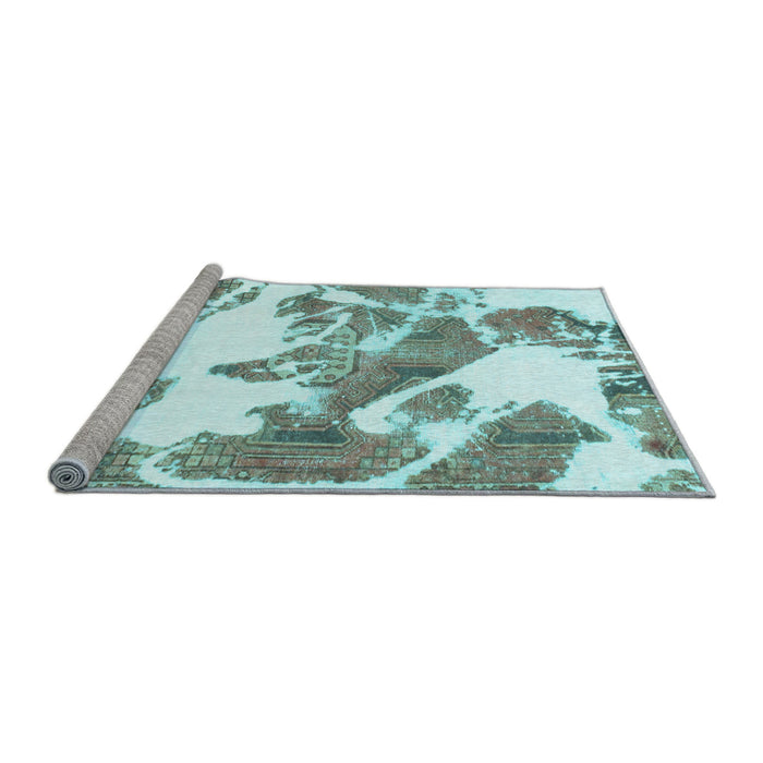 Sideview of Machine Washable Abstract Light Blue Modern Rug, wshabs1047lblu