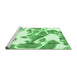 Sideview of Machine Washable Abstract Emerald Green Modern Area Rugs, wshabs1047emgrn