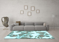 Machine Washable Abstract Light Blue Modern Rug, wshabs1047lblu