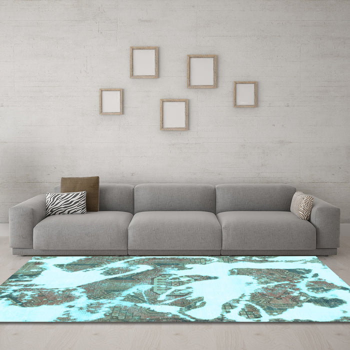 Machine Washable Abstract Light Blue Modern Rug in a Living Room, wshabs1047lblu