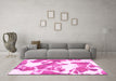 Machine Washable Abstract Pink Modern Rug in a Living Room, wshabs1047pnk