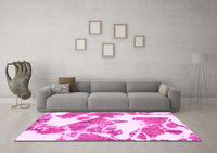 Machine Washable Abstract Pink Modern Rug, wshabs1047pnk