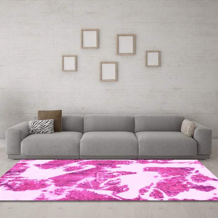 Machine Washable Abstract Pink Modern Rug in a Living Room, wshabs1047pnk