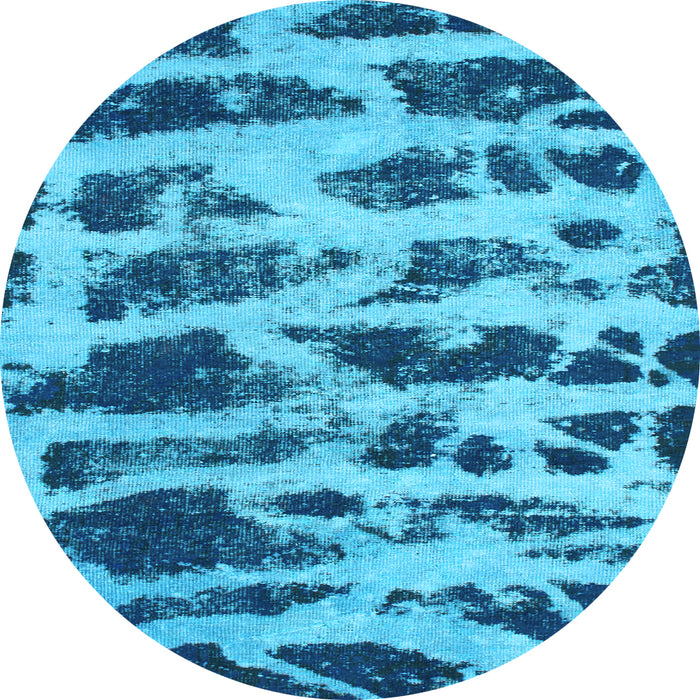 Round Machine Washable Abstract Light Blue Modern Rug, wshabs1048lblu