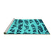 Sideview of Machine Washable Abstract Turquoise Modern Area Rugs, wshabs1048turq