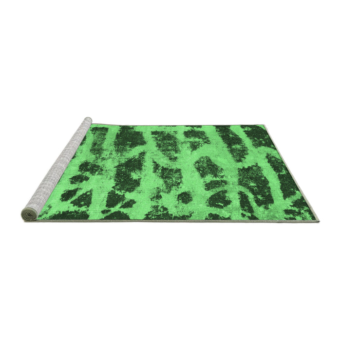 Sideview of Machine Washable Abstract Emerald Green Modern Area Rugs, wshabs1048emgrn