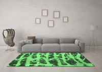 Machine Washable Abstract Emerald Green Modern Rug, wshabs1048emgrn