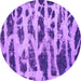 Round Machine Washable Abstract Purple Modern Area Rugs, wshabs1048pur