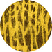 Round Machine Washable Abstract Yellow Modern Rug, wshabs1048yw