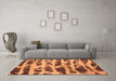 Machine Washable Abstract Orange Modern Area Rugs in a Living Room, wshabs1048org