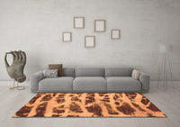 Machine Washable Abstract Orange Modern Rug, wshabs1048org