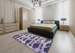 Machine Washable Abstract Purple Haze Purple Rug in a Bedroom, wshabs1048