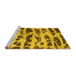 Sideview of Machine Washable Abstract Yellow Modern Rug, wshabs1048yw