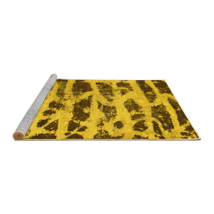 Sideview of Machine Washable Abstract Yellow Modern Rug, wshabs1048yw