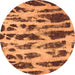 Round Machine Washable Abstract Orange Modern Area Rugs, wshabs1048org