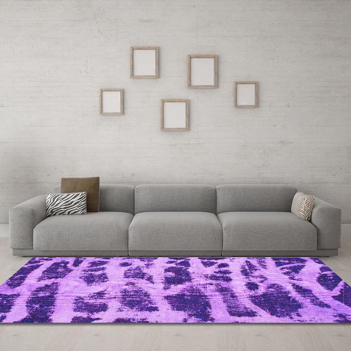 Machine Washable Abstract Purple Modern Area Rugs in a Living Room, wshabs1048pur