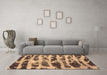 Machine Washable Abstract Brown Modern Rug in a Living Room,, wshabs1048brn