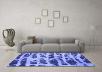 Machine Washable Abstract Blue Modern Rug, wshabs1048blu