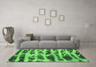 Machine Washable Abstract Green Modern Area Rugs in a Living Room,, wshabs1048grn