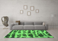 Machine Washable Abstract Green Modern Rug, wshabs1048grn