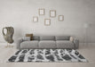 Machine Washable Abstract Gray Modern Rug in a Living Room,, wshabs1048gry