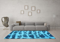 Machine Washable Abstract Light Blue Modern Rug, wshabs1048lblu