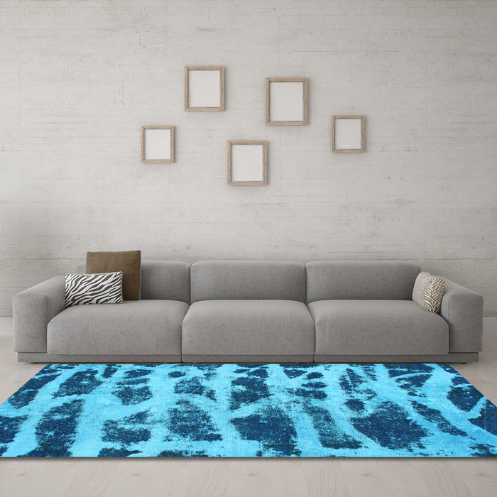 Machine Washable Abstract Light Blue Modern Rug in a Living Room, wshabs1048lblu