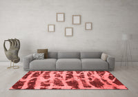 Machine Washable Abstract Red Modern Rug, wshabs1048red