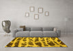 Machine Washable Abstract Yellow Modern Rug in a Living Room, wshabs1048yw