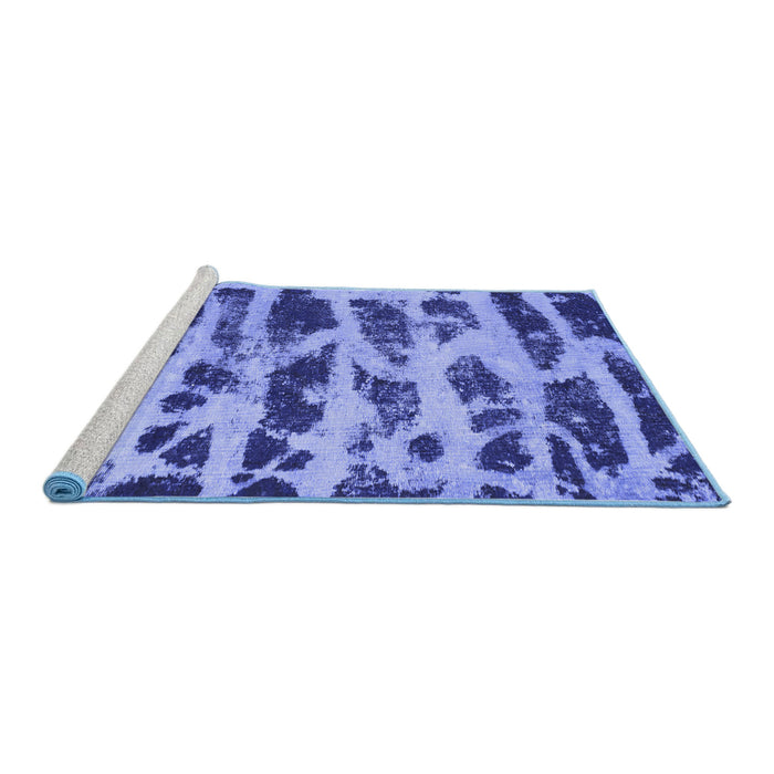 Sideview of Machine Washable Abstract Blue Modern Rug, wshabs1048blu