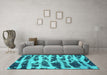 Machine Washable Abstract Turquoise Modern Area Rugs in a Living Room,, wshabs1048turq