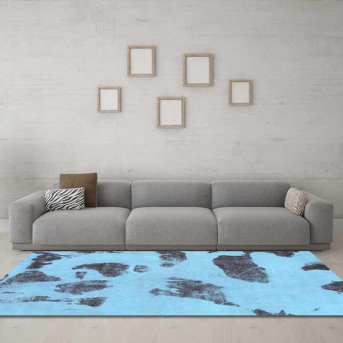 Machine Washable Abstract Light Blue Modern Rug in a Living Room, wshabs1049lblu