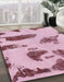 Machine Washable Abstract Tulip Pink Rug in a Family Room, wshabs1049